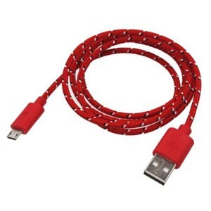 mobilNET dátový kábel MicroUSB 0,90m Červený textilný
