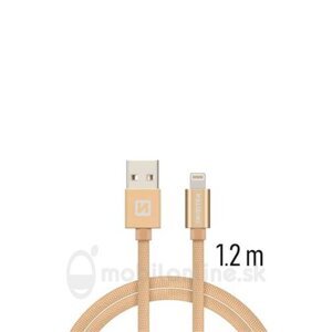 Lightning (8pin) kábel Swissten opletený, 1.2M - zlatý