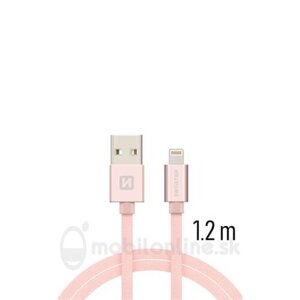 Lightning (8pin) kábel Swissten opletený, 1.2M - ružovo-zlaté