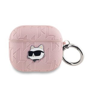 Karl Lagerfeld PU Embossed Choupette Head Pouzdro pro AirPods Pro 2 Pink