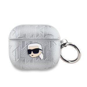 Karl Lagerfeld PU Embossed Karl Head Pouzdro pro AirPods Pro 2 Silver