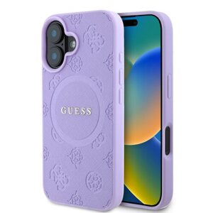 Puzdro Guess Saffiano Peony Stamp MagSafe iPhone 16 - fialové