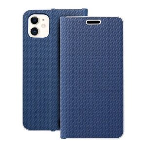 Puzdro Luna Book Carbon iPhone 11 - tmavo-modré