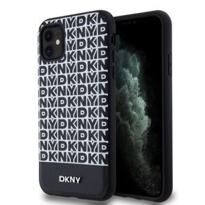 DKNY PU Leather Repeat Pattern Bottom Stripe MagSafe Zadní Kryt pro iPhone 11 Black (Pošk. Balení)