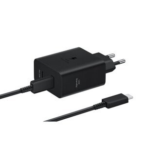 EP-T5020XBE Samsung Dual USB-C 50W Cestovní nabíječka + USB-C Datový Kabel Black (Pošk. Balení)
