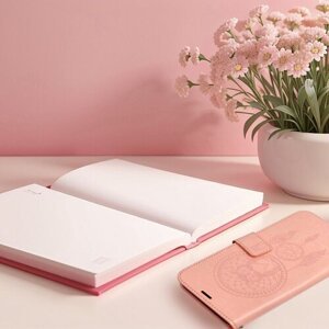 Puzdro Mezzo Book Xiaomi Redmi Note 13 Pro 5G, vzor dreamcatcher - broskyňové