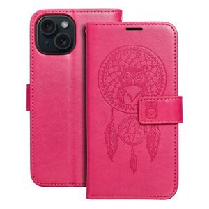Puzdro Mezzo Book iPhone 15, vzor dreamcatcher - červené