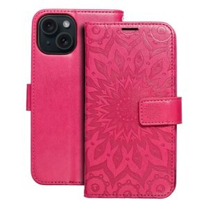 Puzdro Mezzo Book iPhone 15, vzor mandala - červené