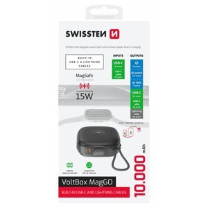Swissten Powerbanka Voltbox MagGo 10000 mAh s USB-C a Lightning káblom + Magsafe + Apple watch