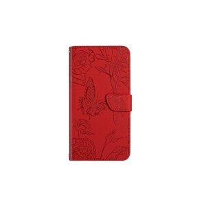 Puzdro Mezzo Book ZTE Blade A35/A55, vzor motýľ - červené