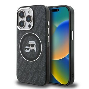 Karl Lagerfeld IML K&CH Heads Repeated Logo MagSafe Zadní Kryt pro iPhone 15 Pro Max Black
