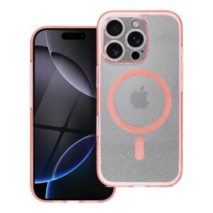 CLEAR MAG COVER case with camera protection compatible with MagSafe for IPHONE 15 PRO pink glitter