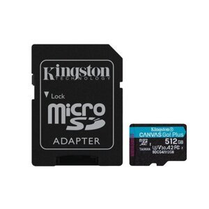 Kingston Canvas Go Plus A2/Micro SDXC/512GB/UHS-I U3 / Class 10/+ Adaptér