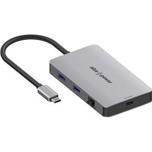 AlzaPower Metal USB-C Dock Station 7 v 1 Dual Screen vesmírno sivý