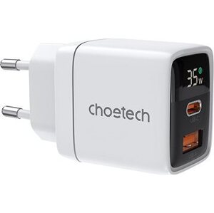 ChoeTech PD35W GAN Dual A+C ports Display wall charger-white