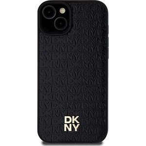 DKNY PU Leather Repeat Pattern Stack Logo MagSafe Zadný Kryt na iPhone 13 Black