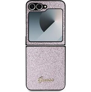 Guess PC/TPU Glitter Flakes Metal Logo Zadní Kryt pro Samsung Galaxy Z Flip6 Pink