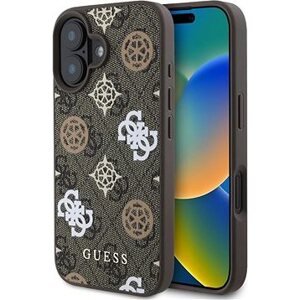 Guess PU 4G Peony MagSafe Zadný Kryt pre iPhone 16 Brown