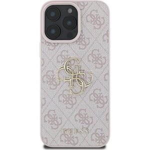 Guess PU 4G Metal Logo Zadný Kryt na iPhone 16 Pro Max Pink