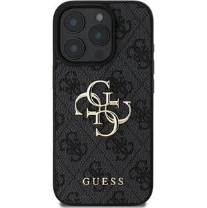 Guess PU 4G Metal Logo Zadný Kryt na iPhone 16 Pro Grey