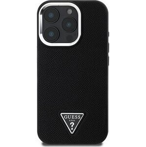 Guess PU Grained Triangle Logo Zadný Kryt pre iPhone 16 Pro Max Black