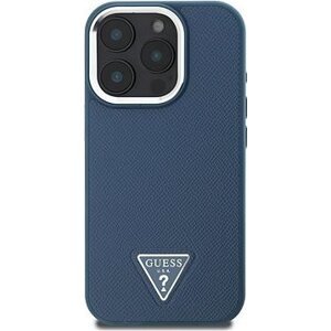 Guess PU Grained Triangle Logo Zadný Kryt pre iPhone 16 Pro Blue