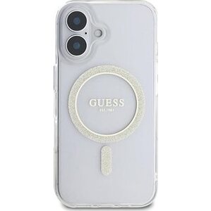 Guess IML Glitter Ring MagSafe Zadný Kryt pre iPhone 16 Plus Transparent
