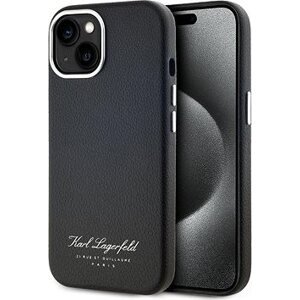 Karl Lagerfeld Grained PU Hotel RSG Zadný Kryt na iPhone 15 Black
