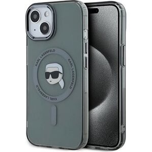 Karl Lagerfeld IML Karl Head Metal Frame MagSafe Zadný Kryt na iPhone 15 Black