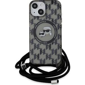 Karl Lagerfeld IML Monogram Crossbody K&CH Heads MagSafe Zadný Kryt na iPhone 15 Black