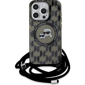 Karl Lagerfeld IML Monogram Crossbody K&CH Heads MagSafe Zadný Kryt na iPhone 15 Pro Black