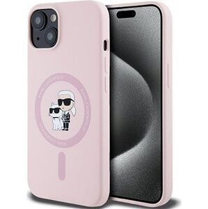 Karl Lagerfeld Liquid Silicone Karl and Choupette MagSafe Zadný Kryt na iPhone 14 Pink