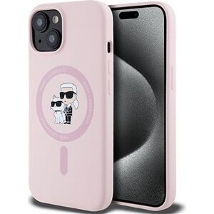 Karl Lagerfeld Liquid Silicone Karl and Choupette MagSafe Zadný Kryt na iPhone 15 Pink