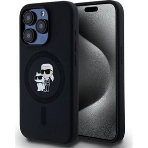 Karl Lagerfeld Liquid Silicone Karl and Choupette MagSafe Zadný Kryt na iPhone 15 Pro Black