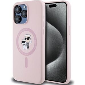 Karl Lagerfeld Liquid Silicone Karl and Choupette MagSafe Zadný Kryt na iPhone 15 Pro Pink