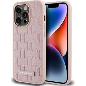 Karl Lagerfeld PU Leather Monogram Metal Logo MagSafe Zadný Kryt na iPhone 14 Pro Max Pink