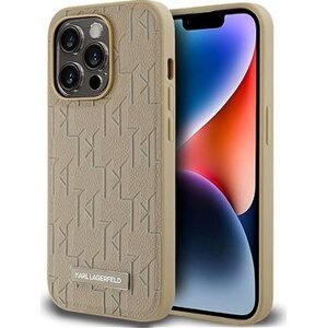 Karl Lagerfeld PU Leather Monogram Metal Logo MagSafe Zadný Kryt na iPhone 15 Pro Max Beige