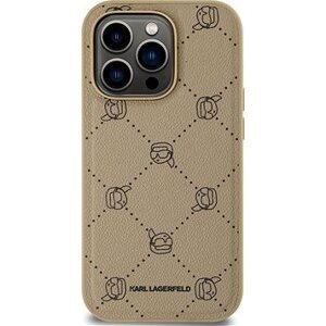 Karl Lagerfeld PU Karl Heads Pattern MagSafe Zadný Kryt pre iPhone 14 Pro Beige