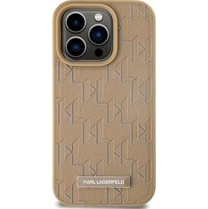Karl Lagerfeld PU Leather Monogram Metal Logo MagSafe Zadný Kryt pre iPhone 14 Pro Max Beige