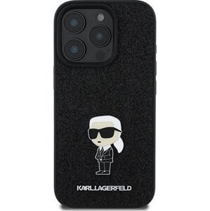 Karl Lagerfeld Fixed Glitter Metal Ikonik Zadný Kryt na iPhone 16 Pro Max Black