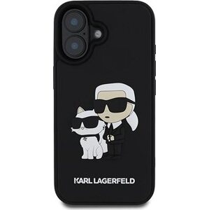 Karl Lagerfeld 3D Rubber Karl and Choupette Zadný Kryt na iPhone 16 Black