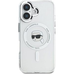 Karl Lagerfeld IML Karl Head Metal Frame MagSafe Zadný Kryt pre iPhone 16 Transparent