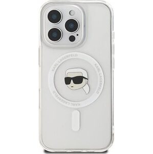Karl Lagerfeld IML Karl Head Metal Frame MagSafe Zadný Kryt pre iPhone 16 Pro Transparent