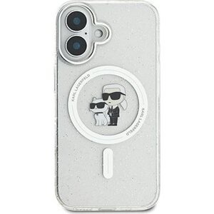 Karl Lagerfeld IML Glitter Karl and Choupette MagSafe Zadný Kryt pre iPhone 16 Transparent