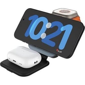 FIXED MagFlex ALU 3 v 1 skladacia s podporou MagSafe 15 W+2,5 W+3,5 W sivá
