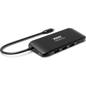 PORT CONNECT Dokovacia stanica 8 v 1 DUAL SCREEN, 2× FullHD alebo 1× 4K, HDMI, VGA, 3× USB-A, RJ-45, TF, SD