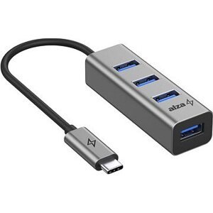AlzaPower Metal USB hub USB-C (M) na 4× USB-A 3.0 (F) vesmírne sivý