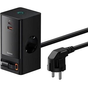 Baseus PowerCombo Digital PowerStrip 2AC+1U+1C+Retractable-C 65W s 1,5 m power cord EU Black