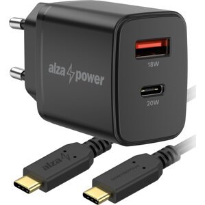 AlzaPower A101CA Fast Charge 20 W čierna + Core USB-C 2.0 60 W 1 m čierny