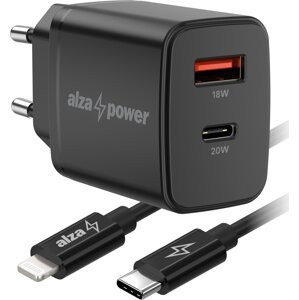 AlzaPower A101CA Fast Charge 20 W čierna + Core Lightning MFi 1 m čierny